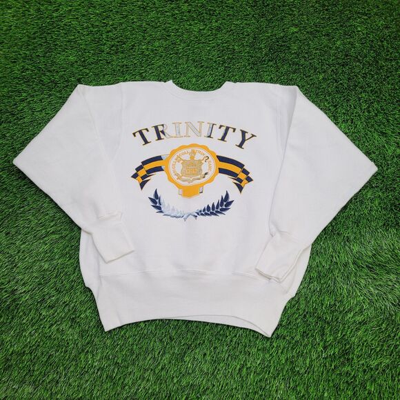 Vintage Trinity College Sweatshirt Womens Large 22x22 White - Picture 1 of 12